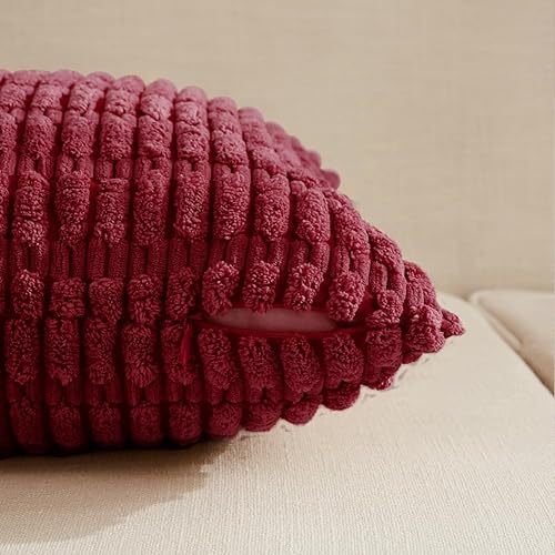 Miniatura 3 de Fancy Homi - Paquete de 2 fundas de almohada decorativas de color burdeos para Navidad de 24 x 24 pulgadas para sala de estar, sofá, cama, estilo