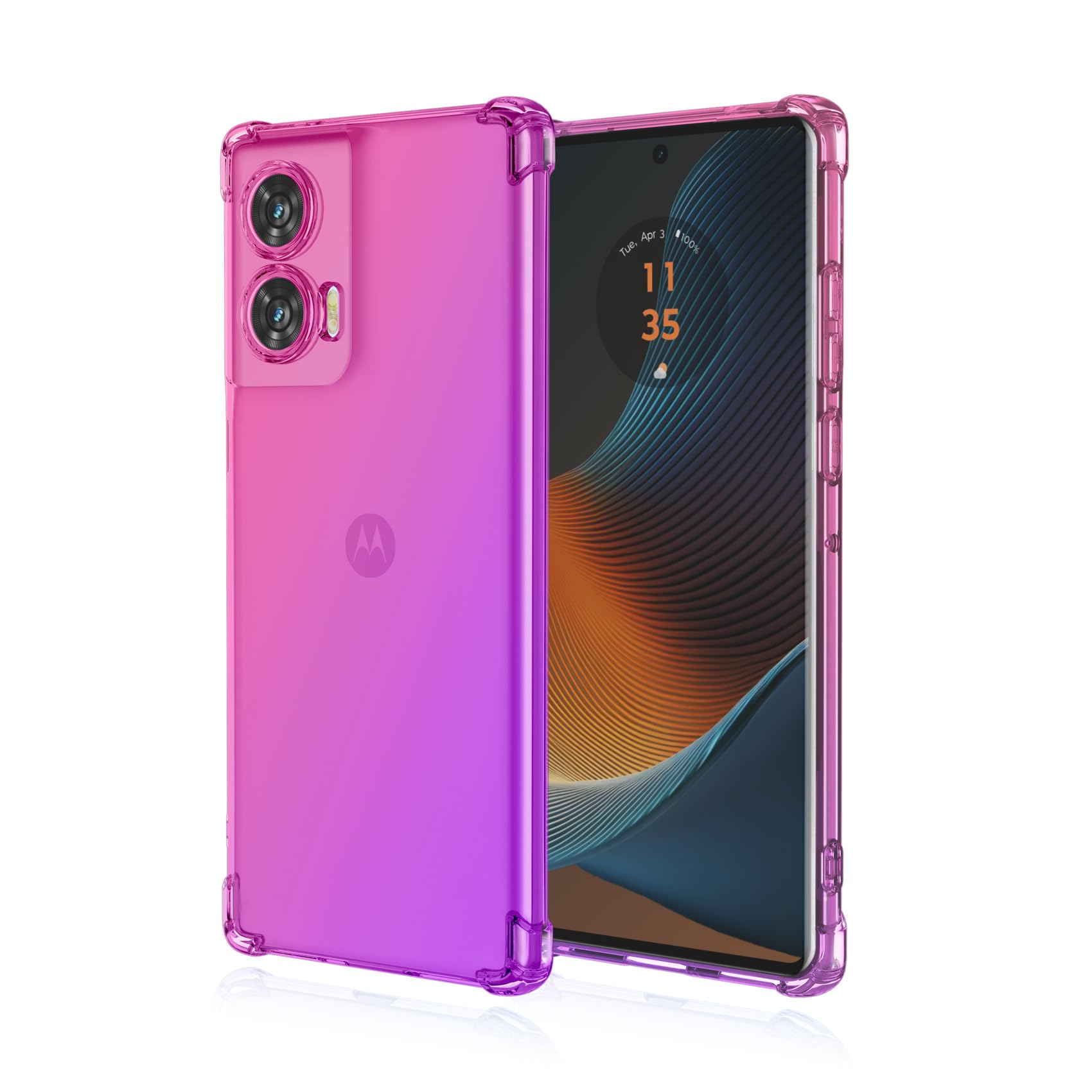 Case for Motorola Edge 50 Fusion Case Camera Protection Transparent Airbag Anti-fall Case Colourful Protective Anti-Shock Soft Anti-Scratch Girl Cover Motorola Edge 50 Fusion (Pink Purple)