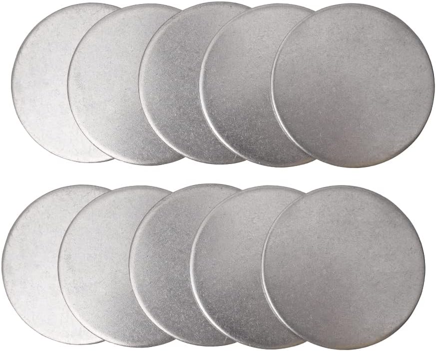 Eoiips 2" Diameter Stainless Steel Disc, 15 Gauge Thickness Round Circle Plate 304 Stainless Steel for Crafts Metal Stamping and Jewelry Making (10pcs)