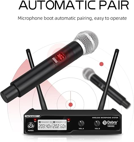 Miniatura 3 de D Debra Audio VM302 VHF Sistema de micrófono inalámbrico con micrófono de mano dual tiene interfaz XLR para el hogar Karaoke boda conferencia habla
