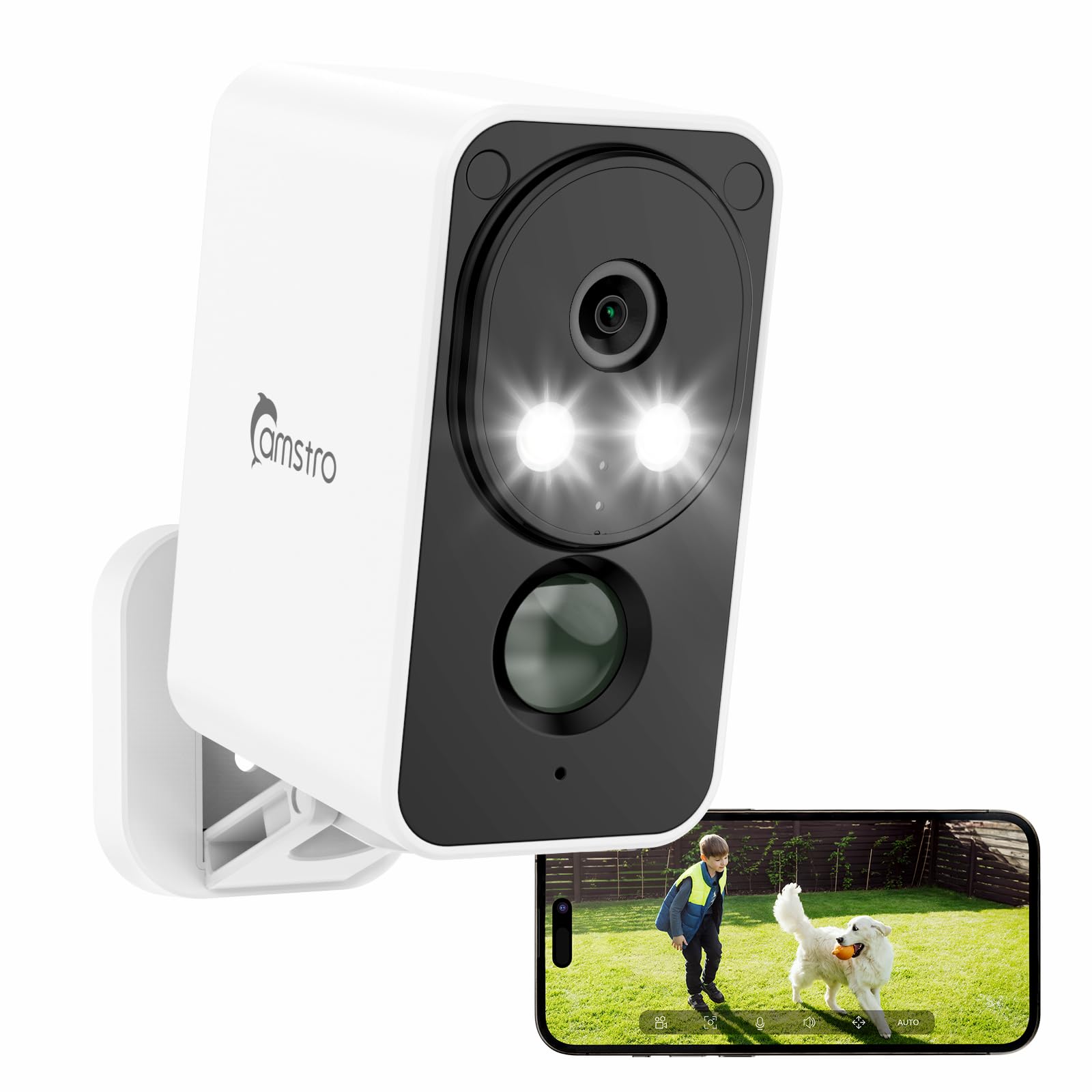 2K Surveillance Camera with Outdoor Battery WiFi Wireless Surveillance Camera Outdoor/Indoor with Color Night Vision, PIR Motion Detection, 2 Way Audio, Card