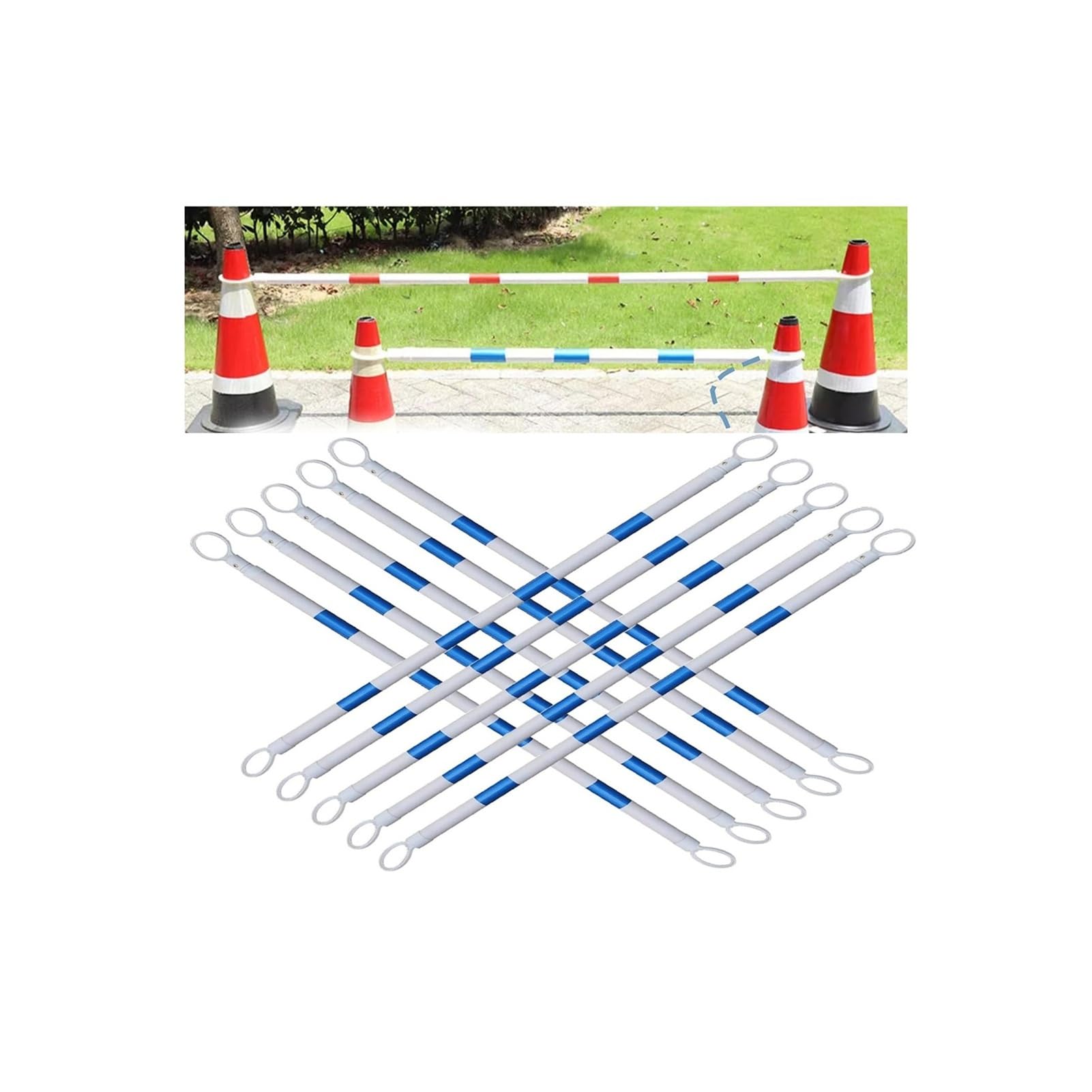 SGKOMN Adjustable 4ft-8ft Traffic Cone Bar - Retractable Safety Barrier for Roadworks & Event Crowd Control - Extendable Barricade, B/15pcs-1.25m-2m(4.1ft-6.56ft)