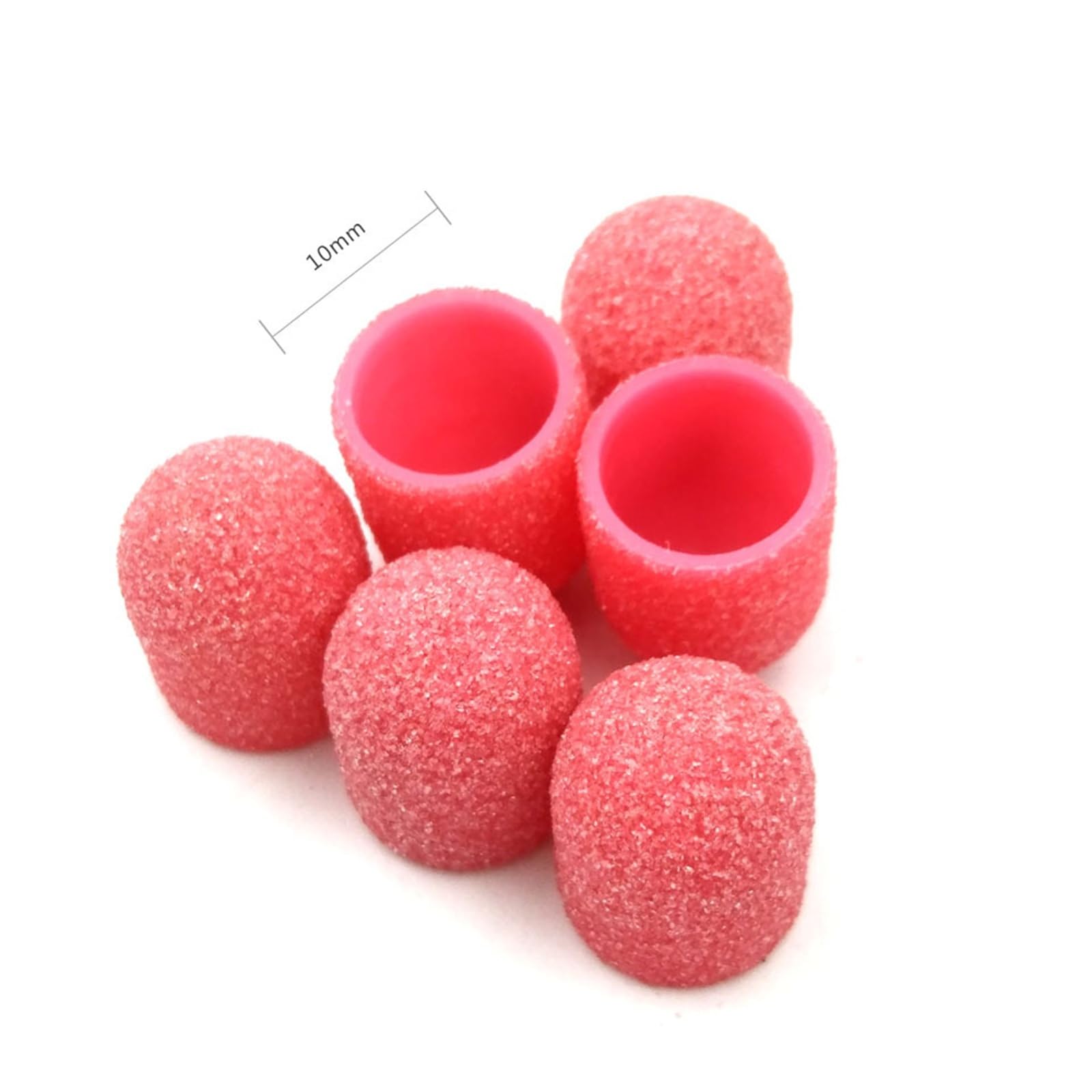 Fresas Torno Para UñAs 50 Uds Base de plástico tapas rosas con agarre cuidado pedicura pulido bloque arena accesorios taladro herramienta for cutículas pies para Manicura(180 Grit)