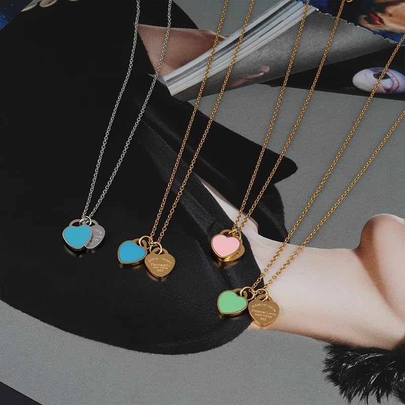 925 sterling Silver Double Heart Necklace - Two Heart Necklace with chain - 14K Yellow Gold Double Heart Pendant Necklace - Two Heart4