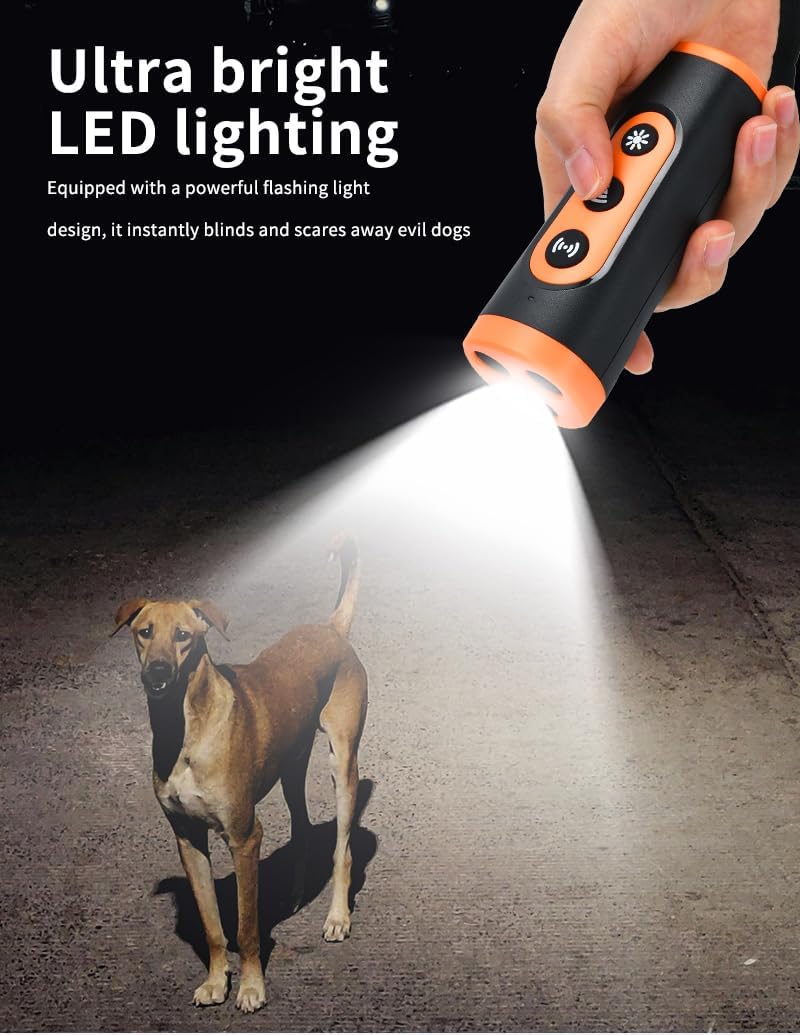 Ultrasonic Dog Bark Deterrent Device, Anti Barking Device for Dogs, Dog Training Stops Bad Behavior, Effective Control Range Ultrasonic 50ft, Flashlight & Beep | Safe for Human & Dogs-565