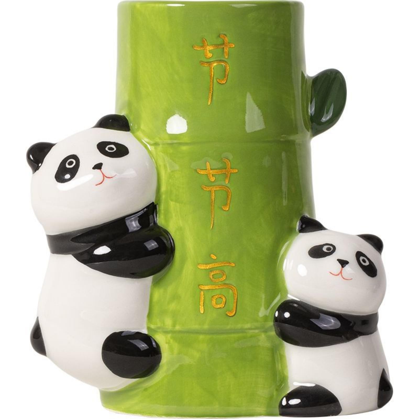 Handgefertigter Keramik-Panda-Stifthalter, Ornament, 15,8 cm, Porzellan-Stifthalter, Tischdekoration
