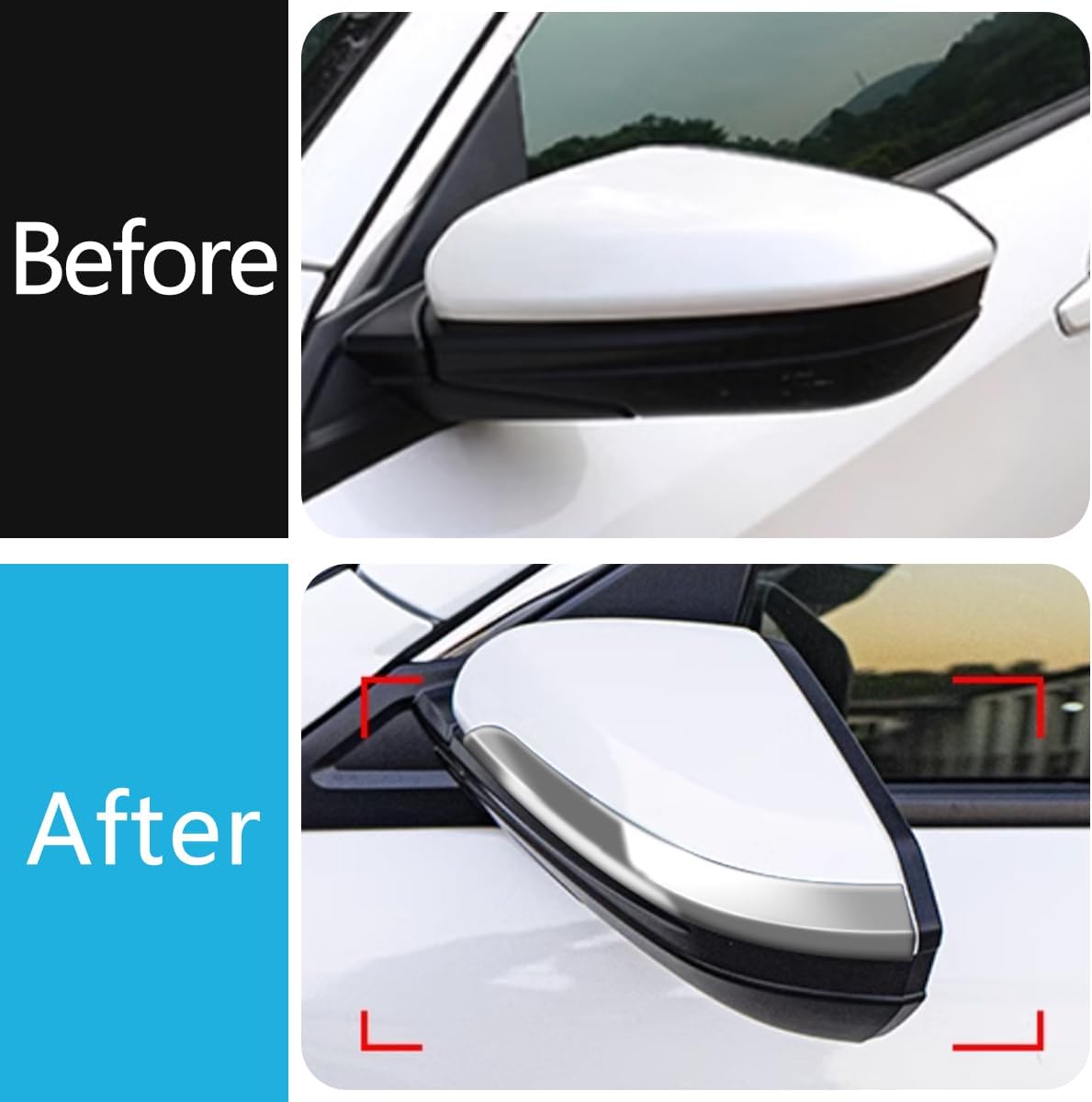 Car Accessories Exterior Rear view Mirror Side Molding Cover Trims Compatible with Honda 10th Gen Civic 2016-2021 (Chrome) 2PCS ABS