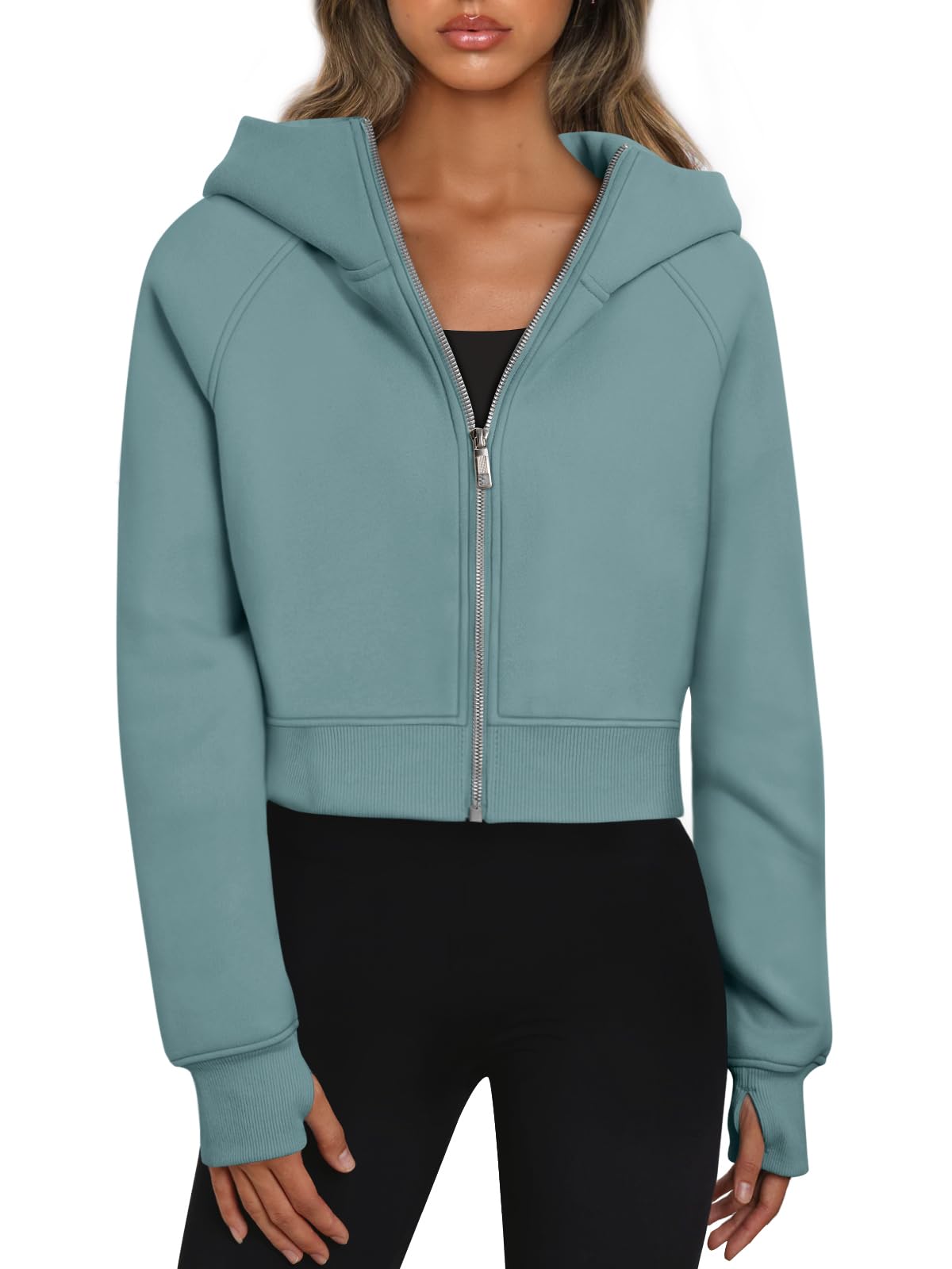 Trendy Queen Womens Zip Up Hoodies Cropped Jackets Fall Clothes 2026