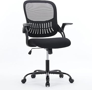Home Office Chair, Ergonomic Desk Chair with Adjustable Lumbar Support,Mid-Back Mesh Rolling Work Swivel Chairs with Wheels, Computer Chair Executive Chair for Home Office, Black