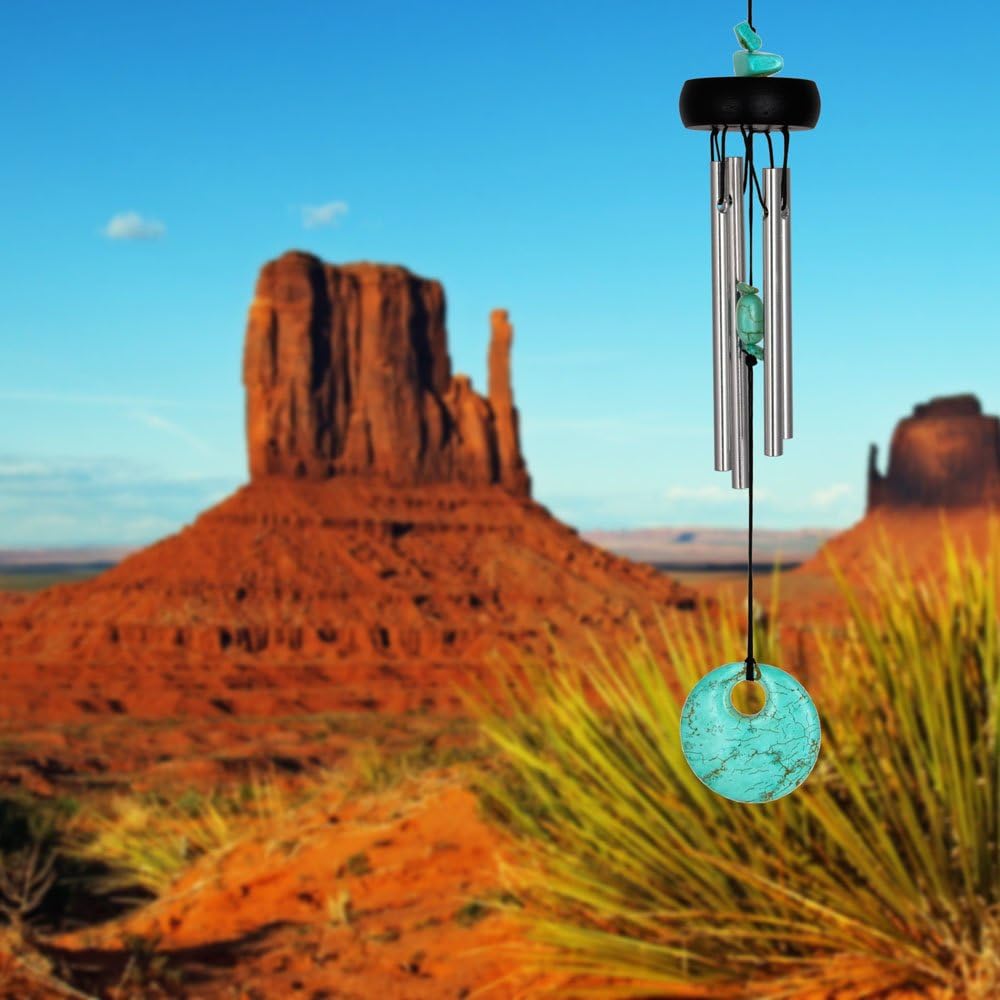 Woodstock Chimes Signature Collection, Precious Stones Chime, 12'' Turquoise Décor Designs - Small Chimes Wind Chimes for Outdoor, Patio, Home or Garden Décor (PST)