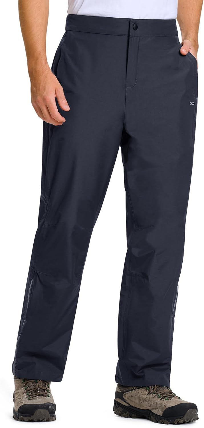 33,000ft Men's Rain Pants Full Zip Waterproof Pants Breathable Rain Over Trousers for Outdoor Hiking Golf Work - Image 2