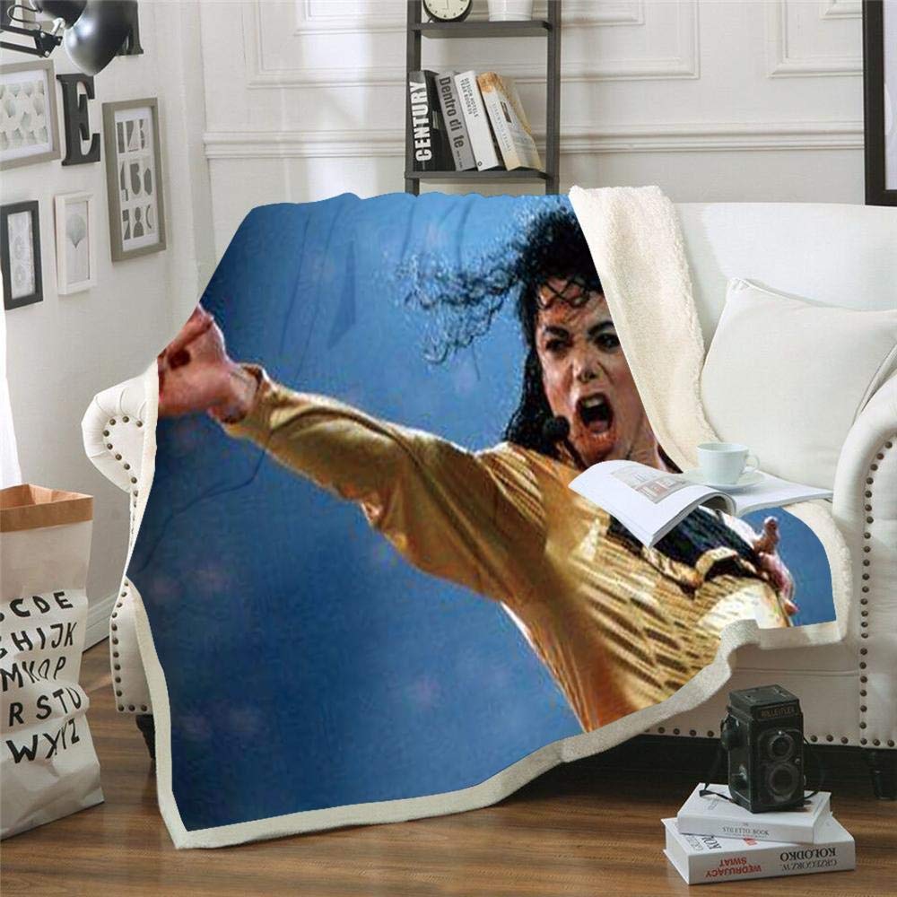 LNXSESN Kuscheldecke Michael Jackson Blau Decke Flanell Lammwolle Fleecedecke Doppelseitiges Design Kuscheldecke Flauschig Decken Weich Sofadecke Pflegeleicht Blanket Wohndecke 150x200cm