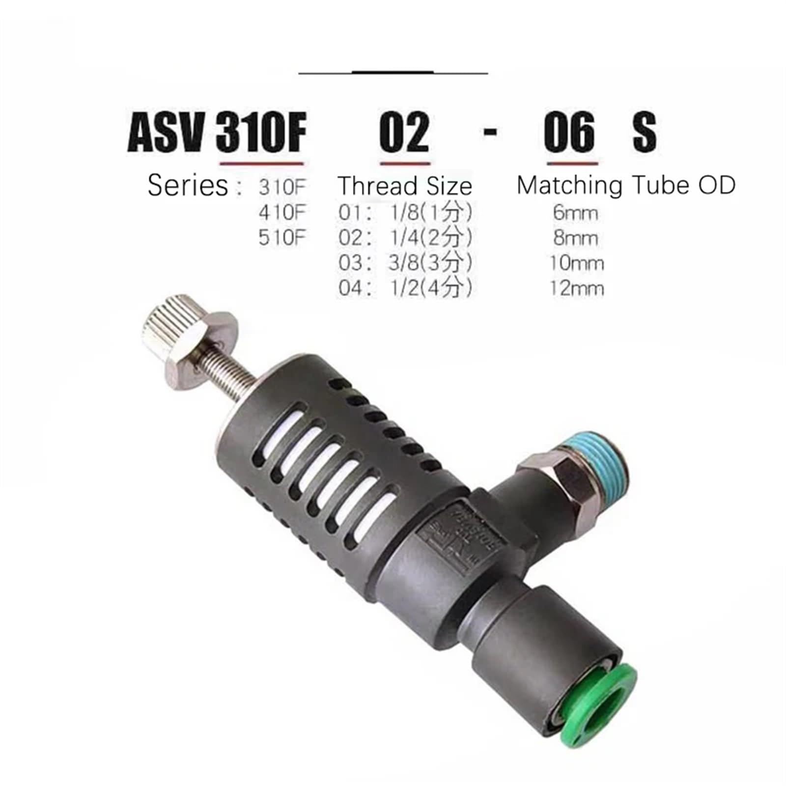 Válvula de acelerador del controlador de escape de velocidad rápida ASV120F ASV220F ASV310F ASV120F-M3-04 ASV220F-M5-04/06 ASV310F-01/02/03-06S 1 Uds(ASV310F-01-06S)