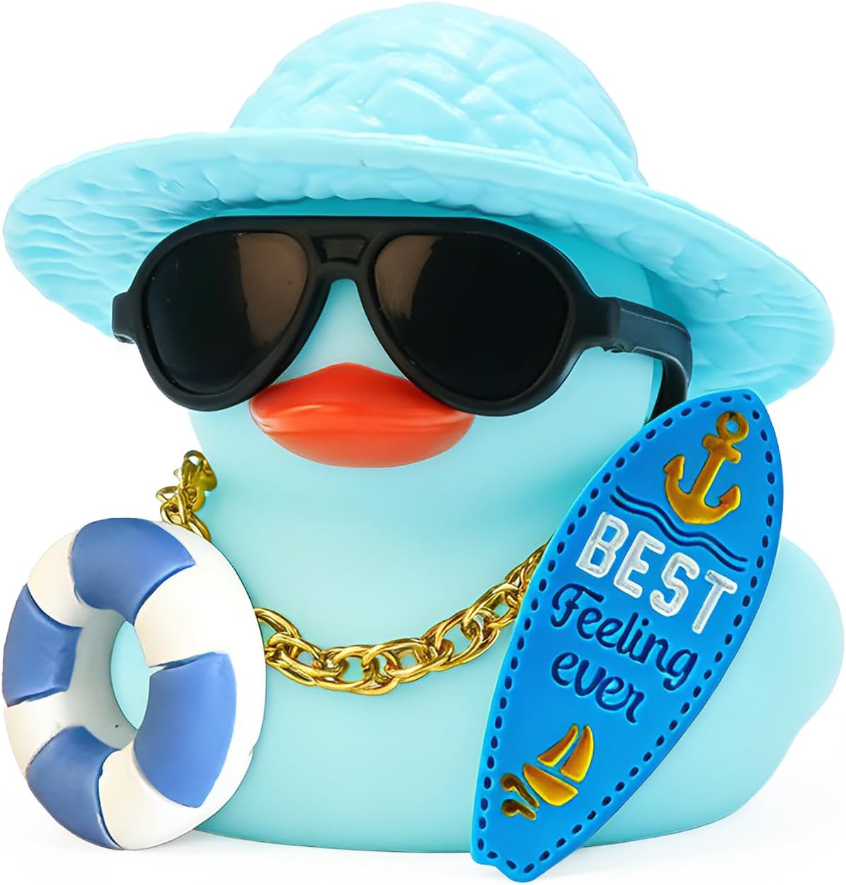 Yellow Rubber Duck Car Dashboard Decorations - Summer Hawaii Themed Mini Rubber Ducks with Necklace, Sunglasses, Hat, Coconut & Coconut Tree, Funny Cute Cool Fun Car Accessories for Dash