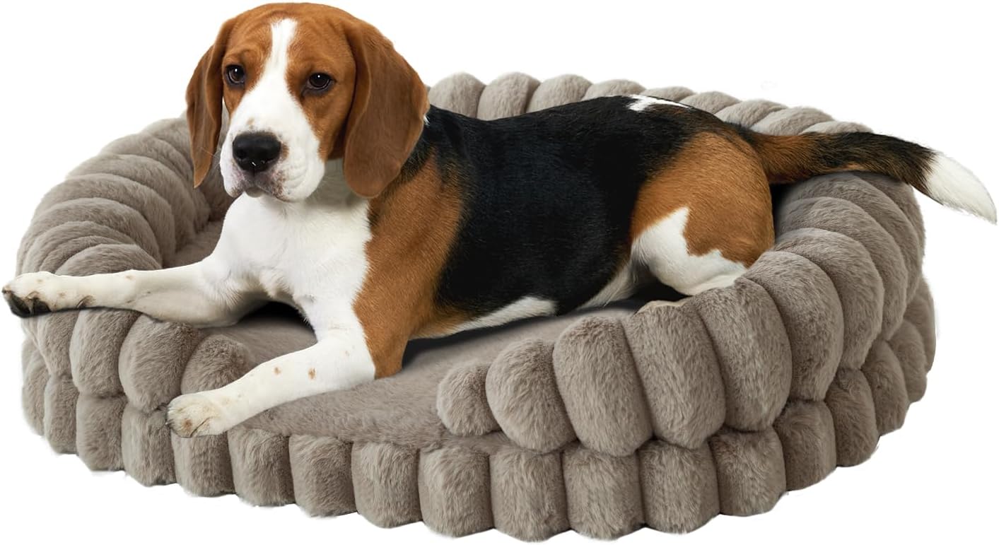 BALANCE Cama calmante para perros de tamaño mediano, cama ovalada lavable para mascotas con lados, sofá ortopédico para mascotas con parte inferior