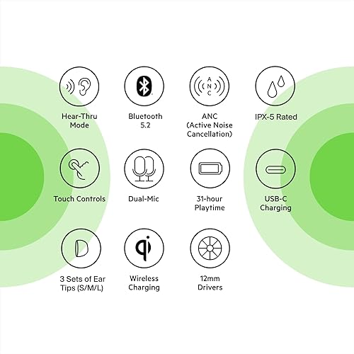 Miniatura 2 de Belkin Auriculares inalámbricos, SoundForm Flow True Auriculares inalámbricos con carga inalámbrica, IPX5 resistente al sudor y al agua, tiempo de