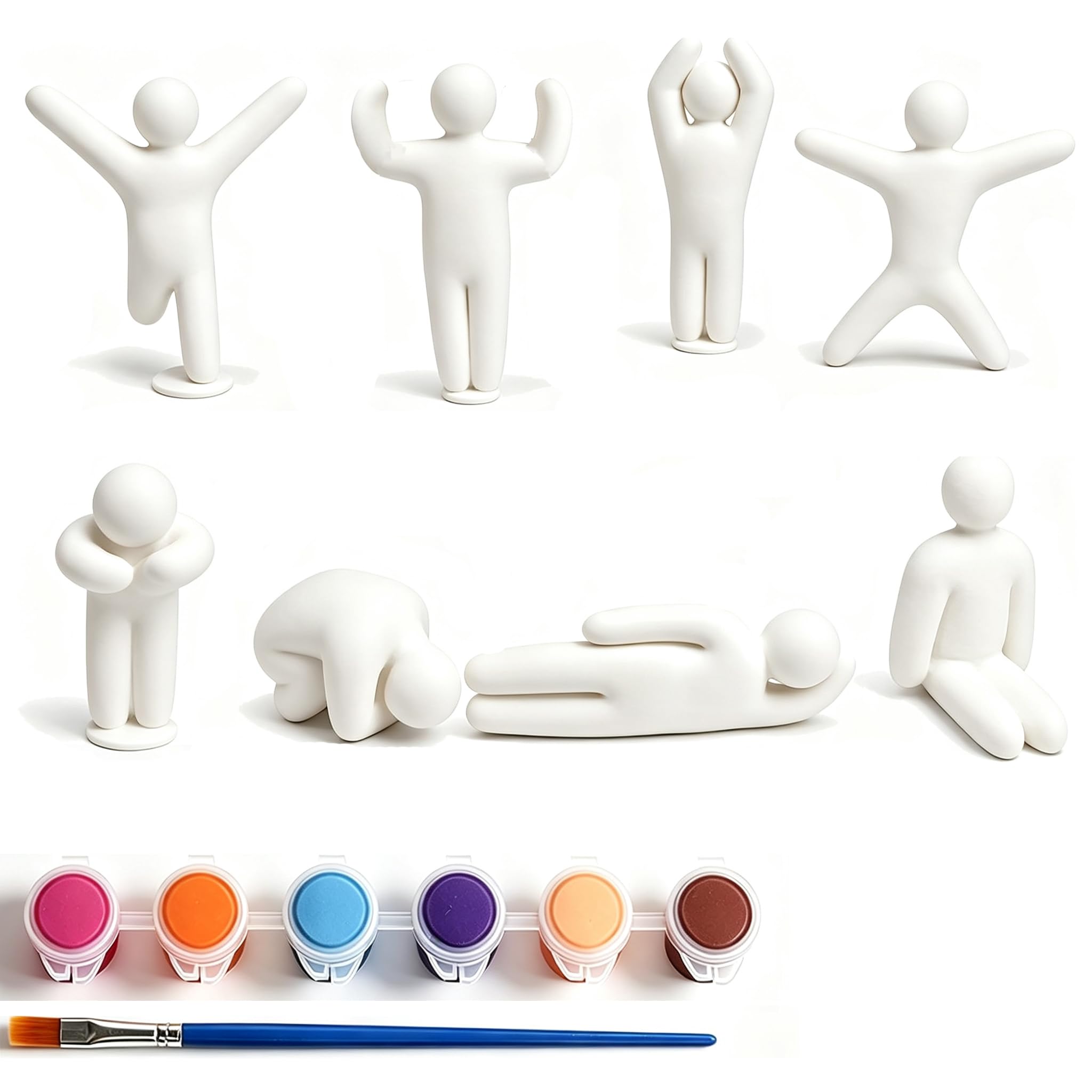 Embhlitfe 8 Pack Figures for DIY Art, Creative Custom Painting Projects