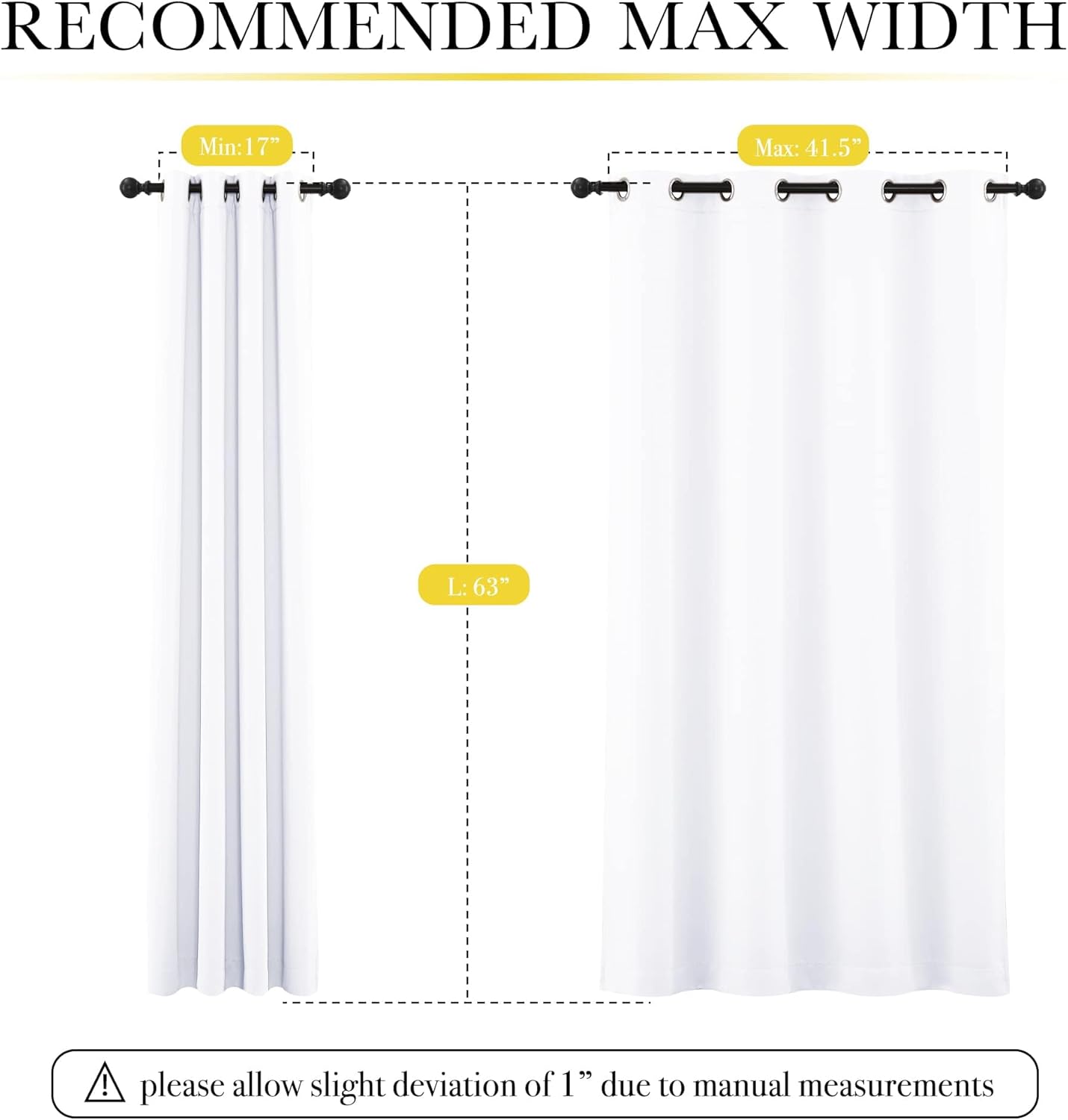 NICETOWN White 100% Blackout Lined Curtains, 2 Layers Completely Blackout Window Treatment Thermal Insulated Drapes for Kitchen and Bedroom (1 Pair, 52 inches Wide x 63 inches Long Each Panel)