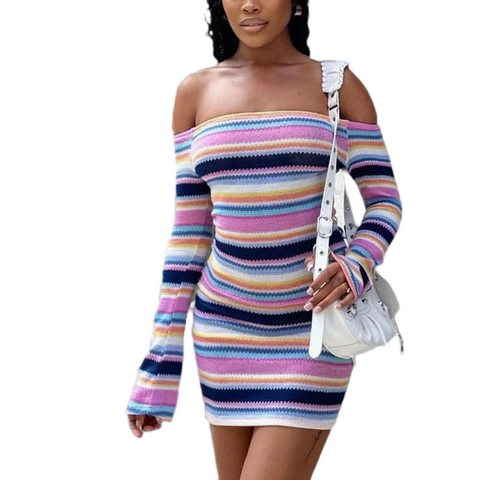 Vestito da Donna Primaverile alla Moda con Scollo a V e Maniche Lunghe, Stile Streetwear, Elegante, Casual, Viola, S