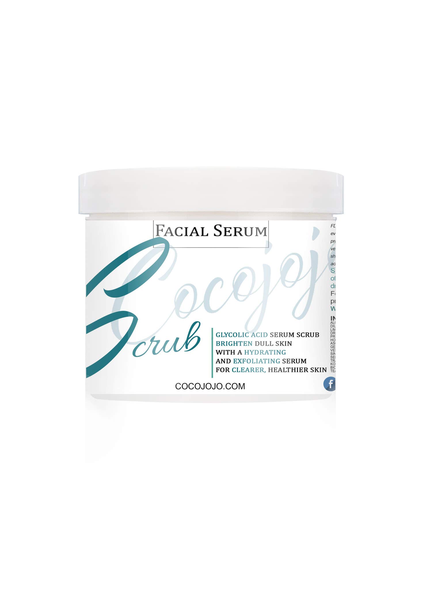 Cocojojo Facial Scrub Serum - Microdermabrasion Face Scrub and Facial Mask 8 Oz Face Exfoliator Glycolic Acid Grapefruit Dead Sea Mud Deep Cleansing Mostly Natural Ingredients