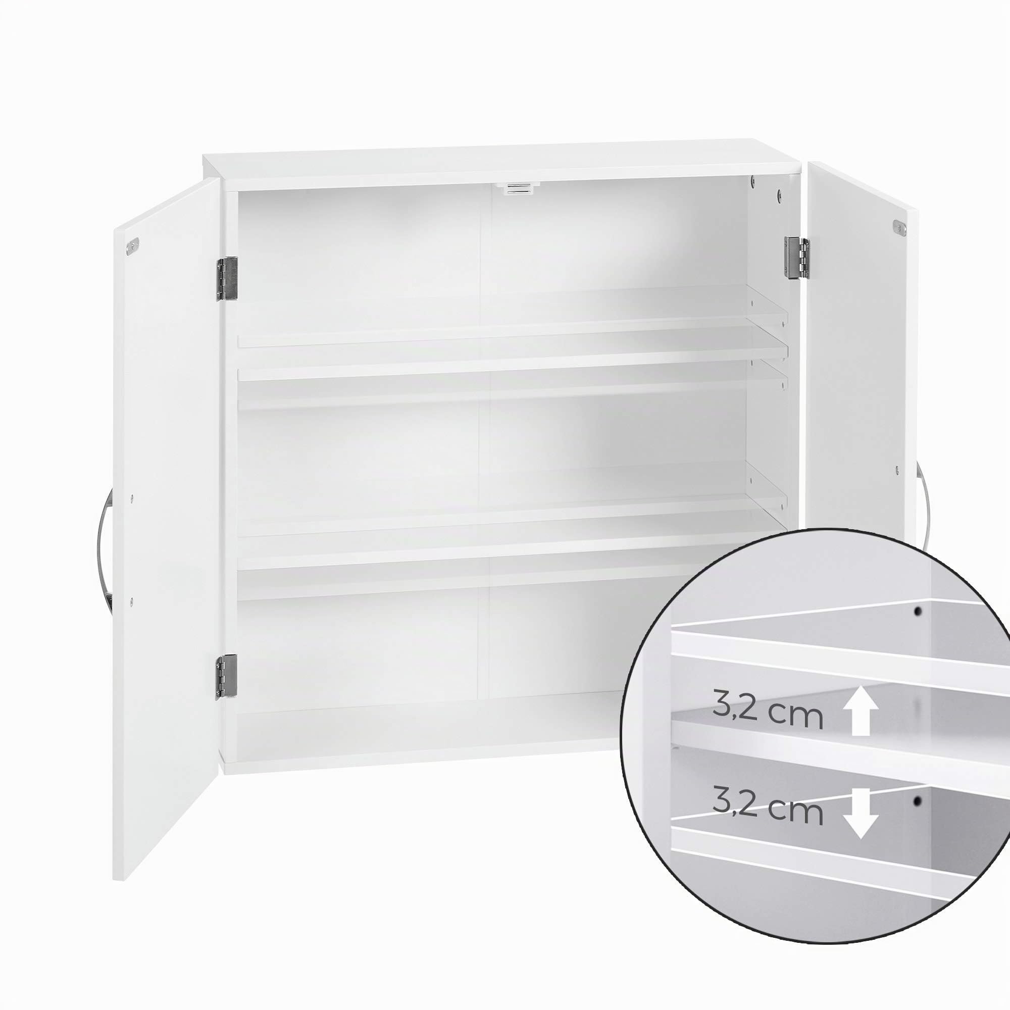 VASAGLE Armoire Murale pour Salle de Bain, Placard de Rangement Mural pour Salle de Bain, 18 x 60 x 60 cm, Armoire à Pharmacie avec Étagères Réglables, Blanc Nuage BBC320W01
