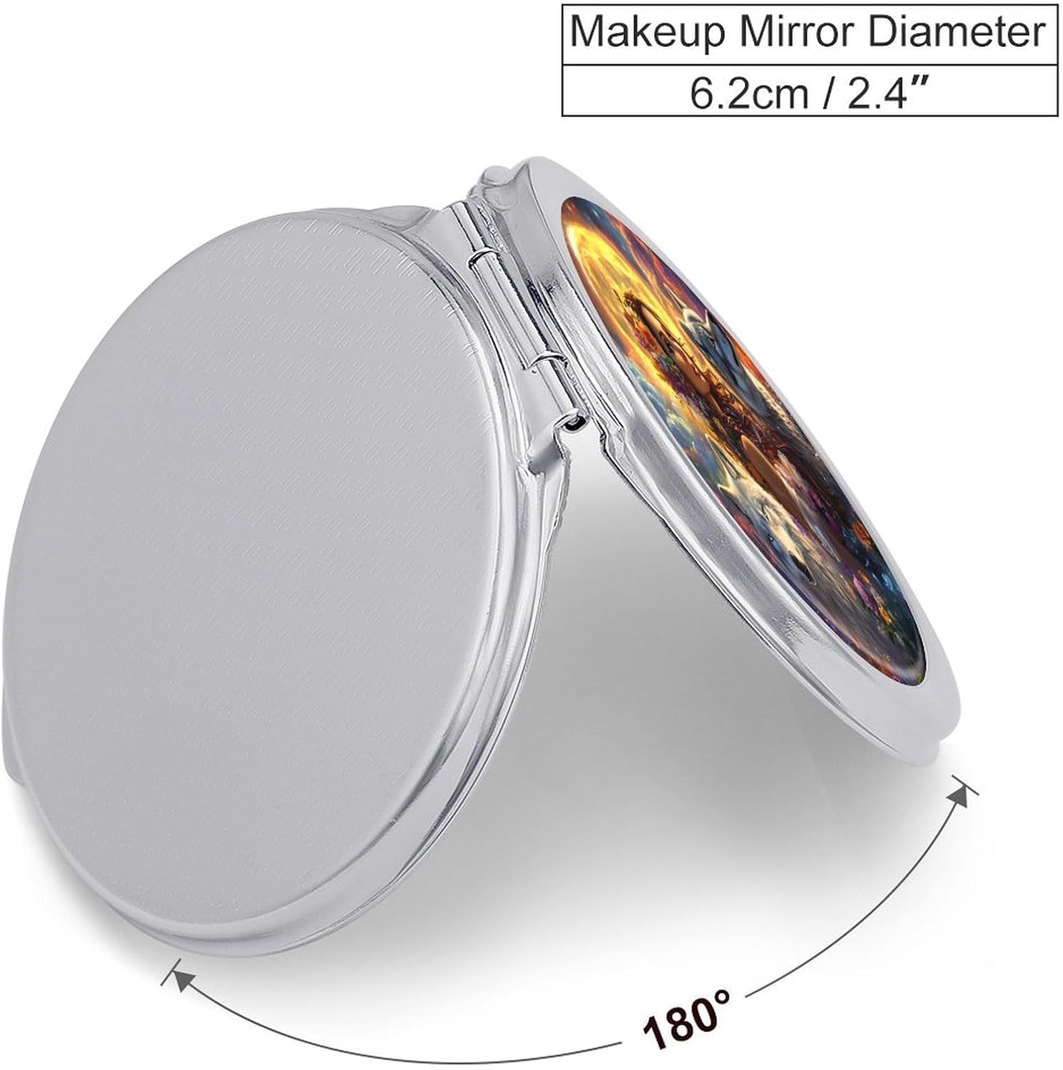 Woman with Wolf Compact Makeup Mirror Mini Foldable Cosmetic Mirror Portable Travel Mirror for Purse Pocket