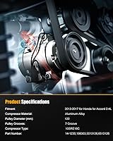 Vista 2 de ROADFAR Compresor de aire acondicionado apto para CO 29137C 2013-2017 para Honda para Accord 2.4L