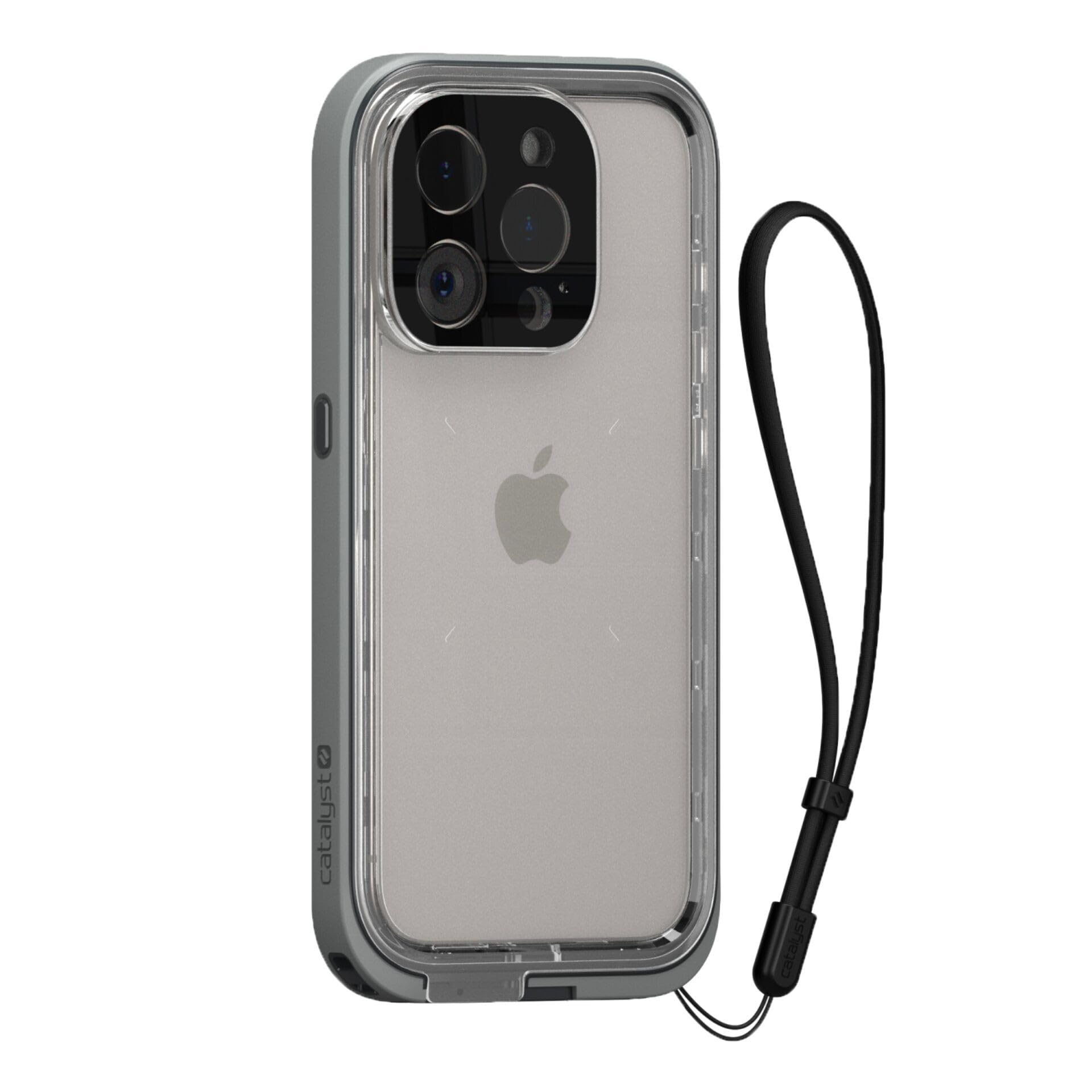 Catalyst - Cover Impermeabile e Antiurto Protezione Totale, custodia resistente alle cadute, alta protezione per iPhone 15 Pro - retro trasparente e bordo rinforzato in gomma nero