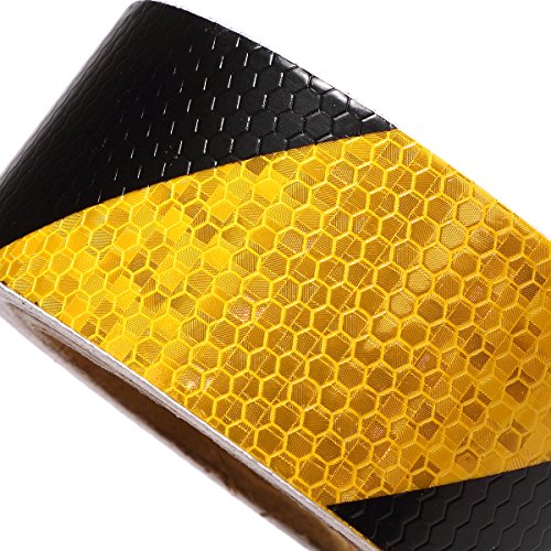 AISEY Reflective Tape Caution Adhesive Waterproof Yellow and Black Outdoor 2\" X 30FT