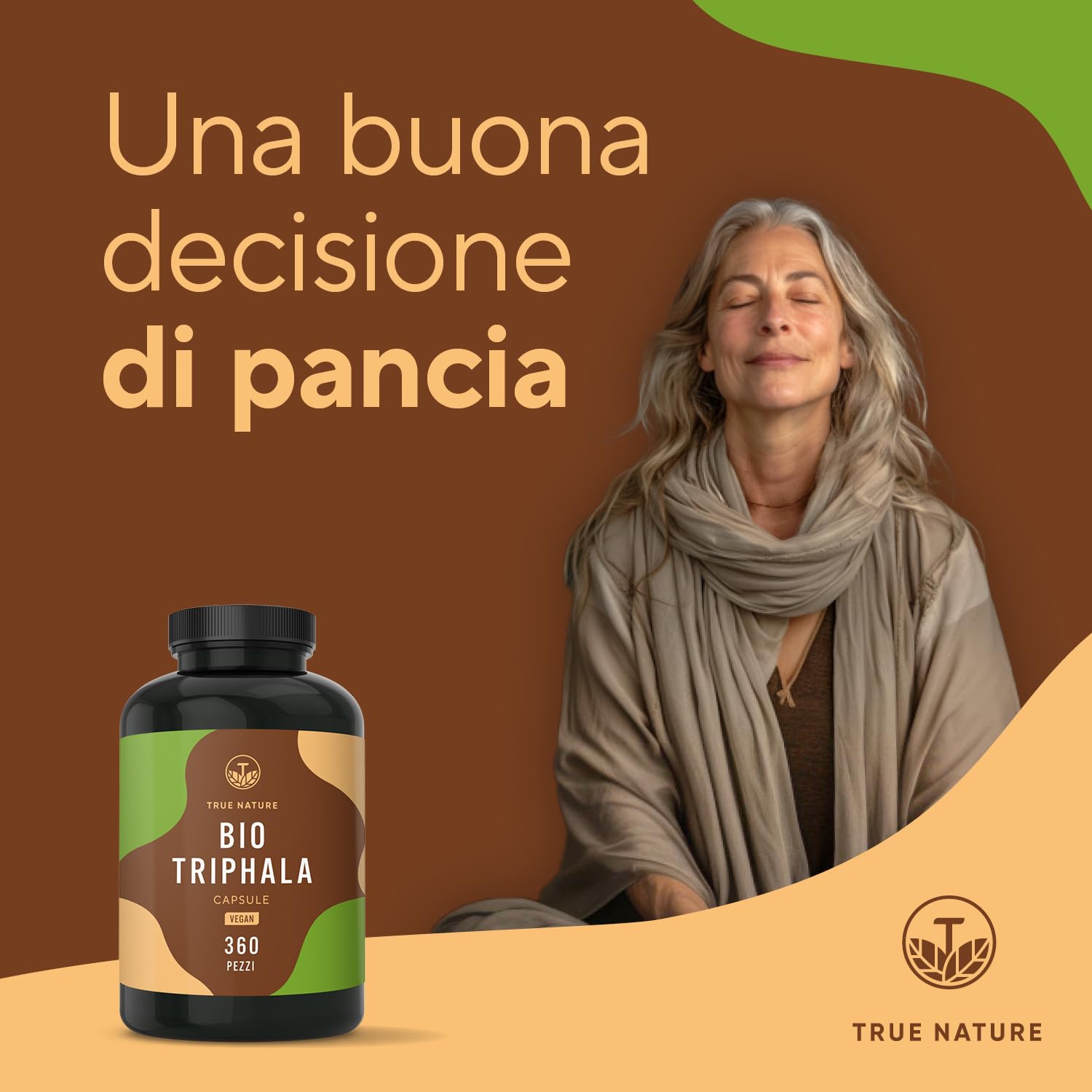 Triphala Bio - 360 Capsule - 2000 mg Dose giornaliera (Alto dosaggio) - Triphala capsule di qualità premium dall'India India - Senza additivi, Testato in laboratorio, produzione tedesca - TRUE NATURE