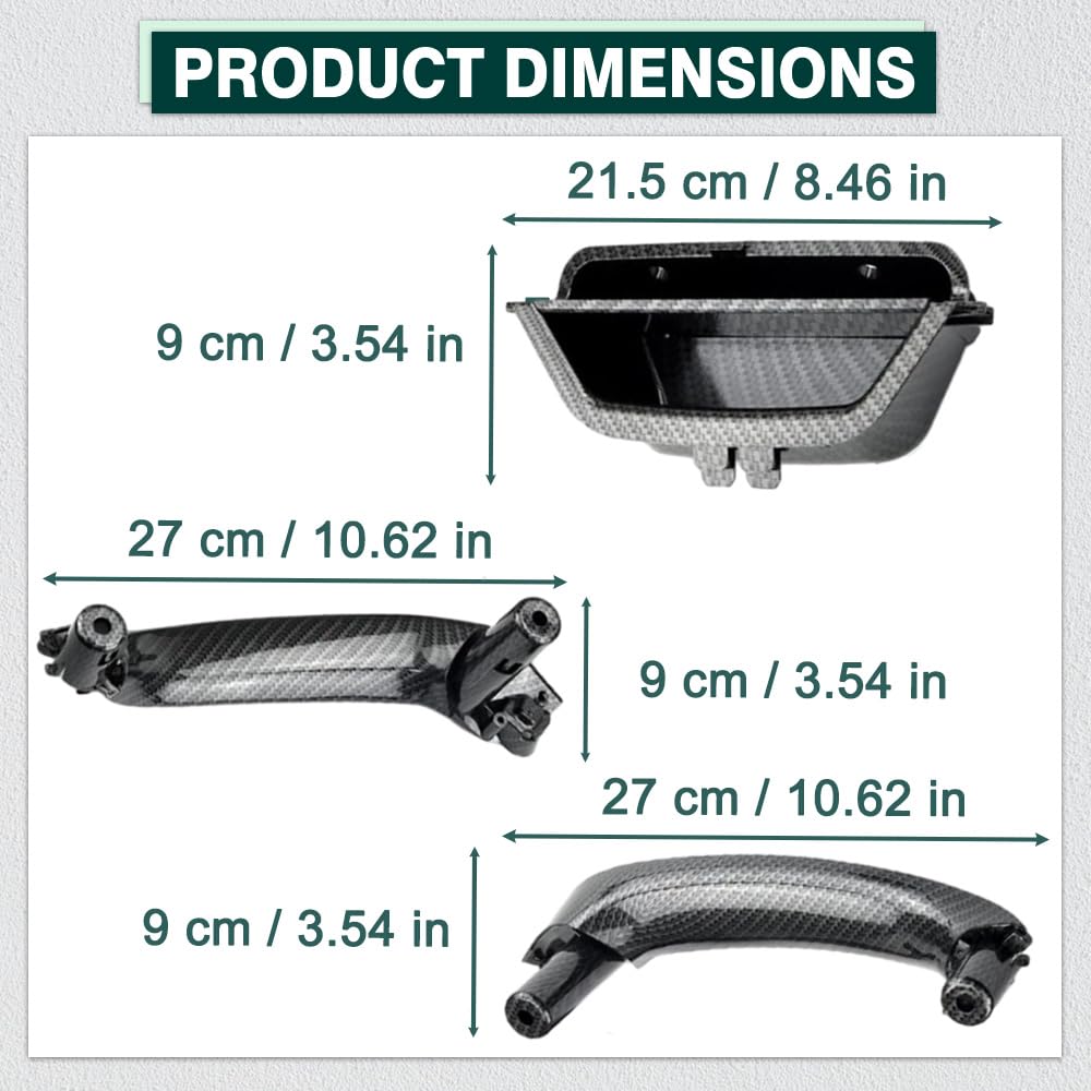 Poignée de porte intérieure de voiture - Garniture intérieure de rechange compatible avec BMW X3 F25 X4 F26 2010-2017 51417250307 51419209216 - Modèles d'entraînement à poignée gauche