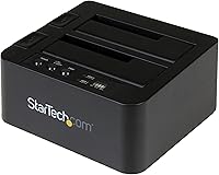 Vista 7 de StarTech.com Duplicador de disco duro independiente, Dock de disco duro externo de doble bahía USB 3.0 (5 Gbps) / eSATA a HDD/SSD SATA III