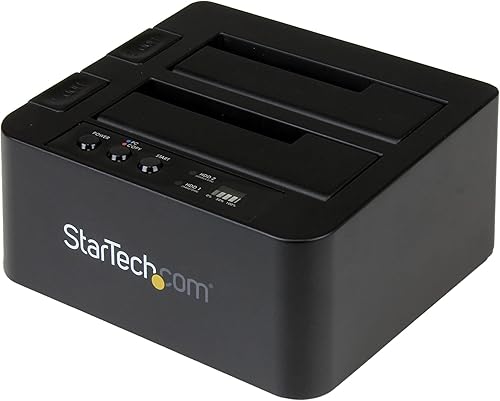 Vista 7 de StarTech.com Duplicador de disco duro independiente, Dock de disco duro externo de doble bahía USB 3.0 (5 Gbps) / eSATA a HDD/SSD SATA III