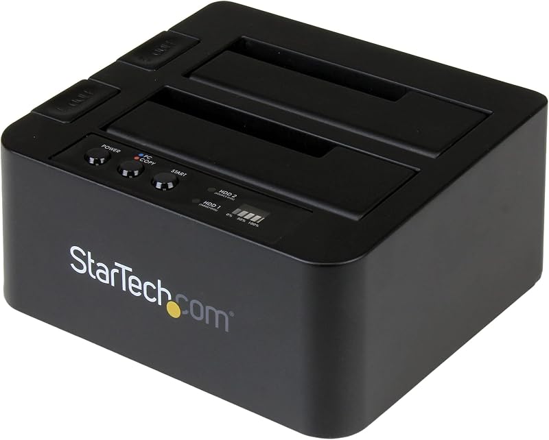 StarTech.com Duplicadora de Disco Duro Independiente, Clonadora/Copiadora de HDD/SSD de Doble Bahía Externa, Estación de Acoplamiento USB a SATA III