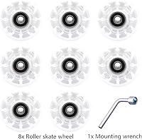 Vista 4 de Nezylaf Paquete de 8 ruedas de patinaje iluminado, ruedas LED de dureza 78A con rodamientos ABEC-9 de primera calidad, accesorios iluminadores