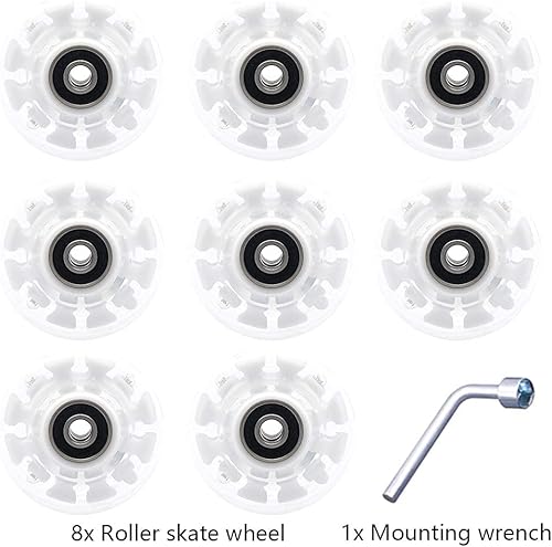 Miniatura 4 de Nezylaf Paquete de 8 ruedas de patinaje iluminado, ruedas LED de dureza 78A con rodamientos ABEC-9 de primera calidad, accesorios iluminadores