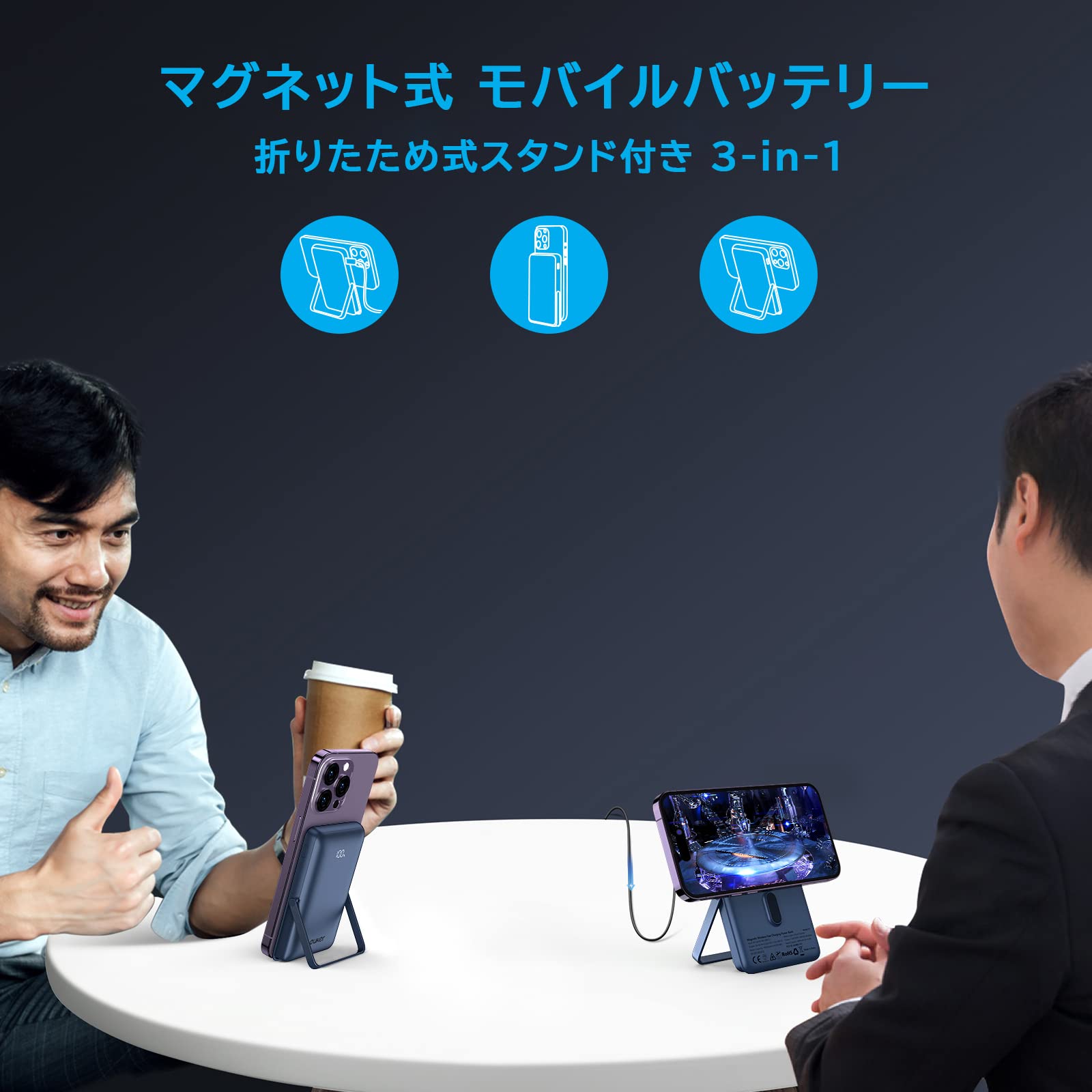 Amazon | Euker Magsafeモバイルバッテリー ワイヤレス充電
