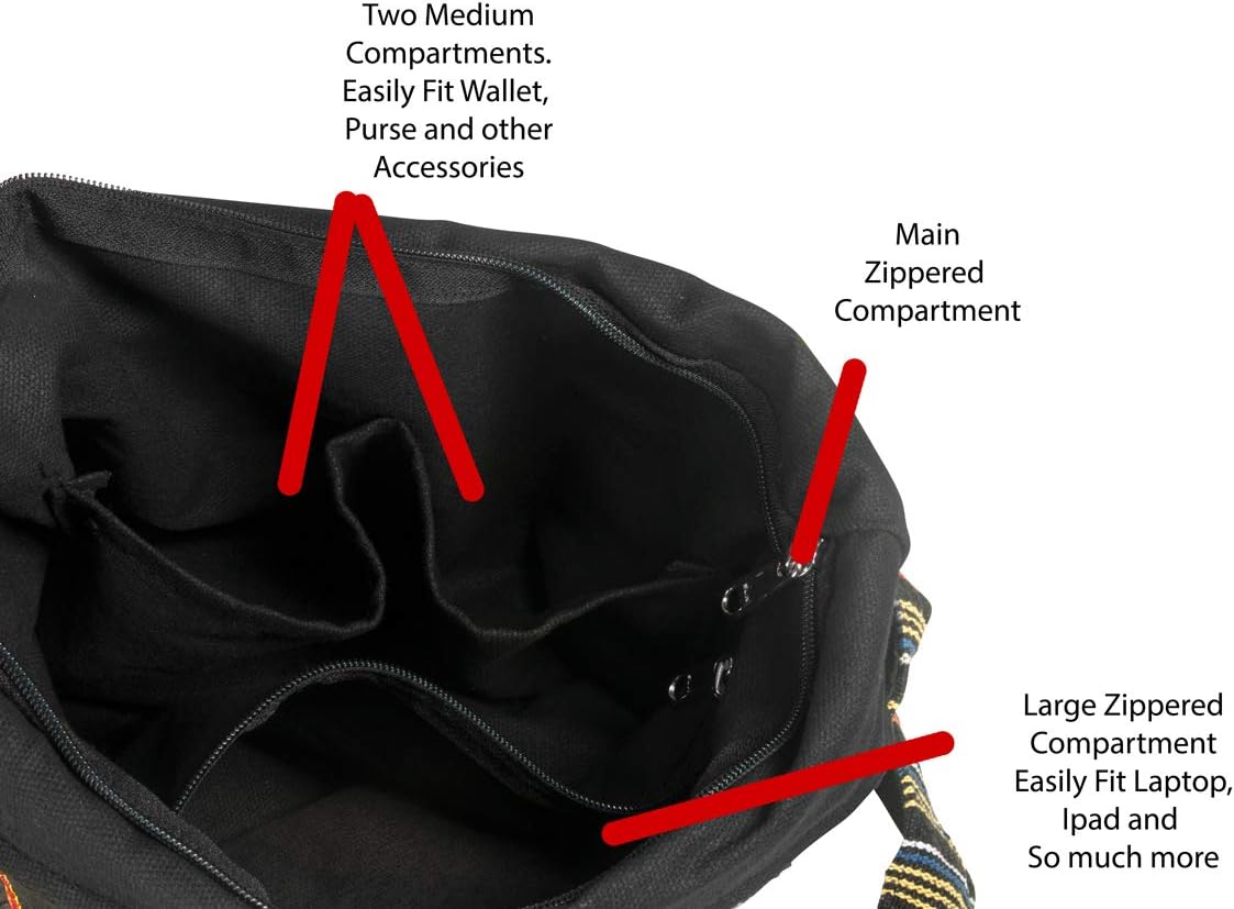 Tribe Azure Hobo Bag OM Symbol Cotton Canvas Large Messenger Handbag Shoulder Comfortable Roomy Fashion - Image 7