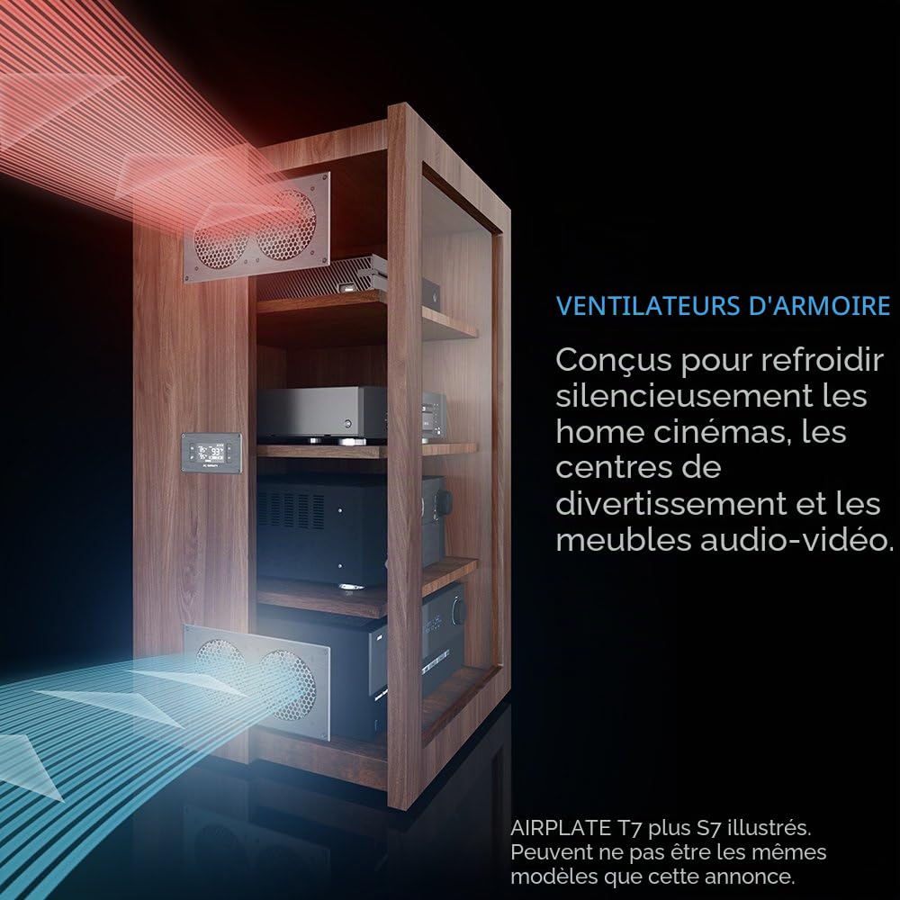 AC Infinity AIRPLATE T9 Système de ventilateur silencieux de 45 cm avec thermostat pour armoires AV Home Cinéma 45 cm