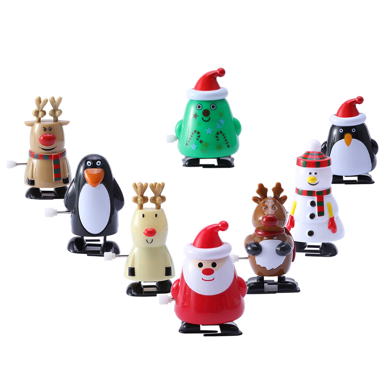 Messar Christmas Wind-Up Toys, 8 PCS Assorted Wind Up Toys Mini Clockwork Toys Playset Kids Party Favors Gift Party Toys Set for Christmas Birthday Children's Day Party (#1)
