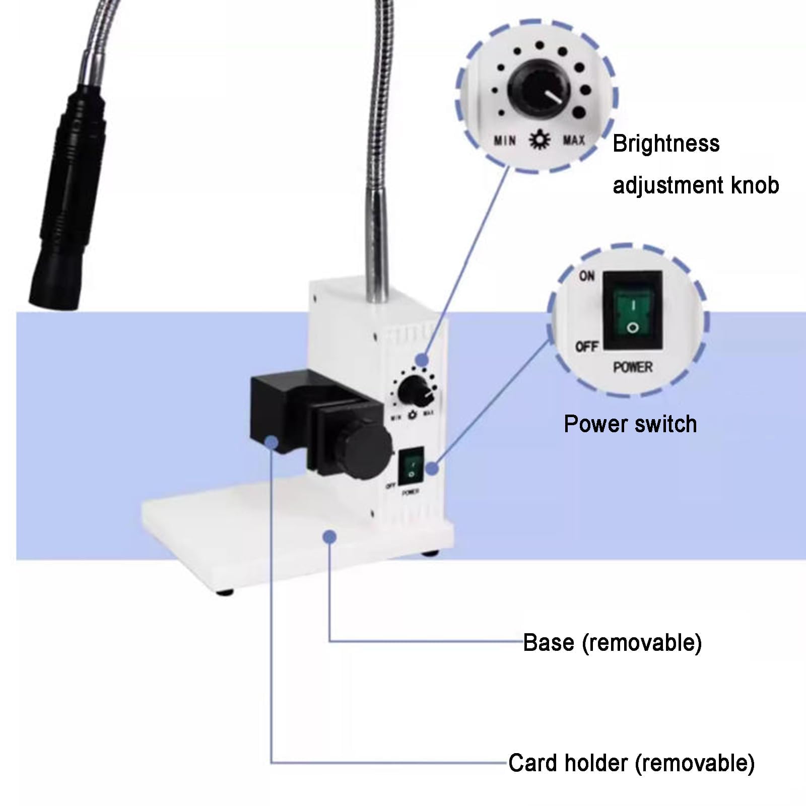 Iluminador de microscopio de Fibra óptica, con LED de Doble Cuello de Cisne, Tubo de luz Flexible de 500 mm, para microscopios estereoscópicos con Zoom, imágenes de Laboratorio.