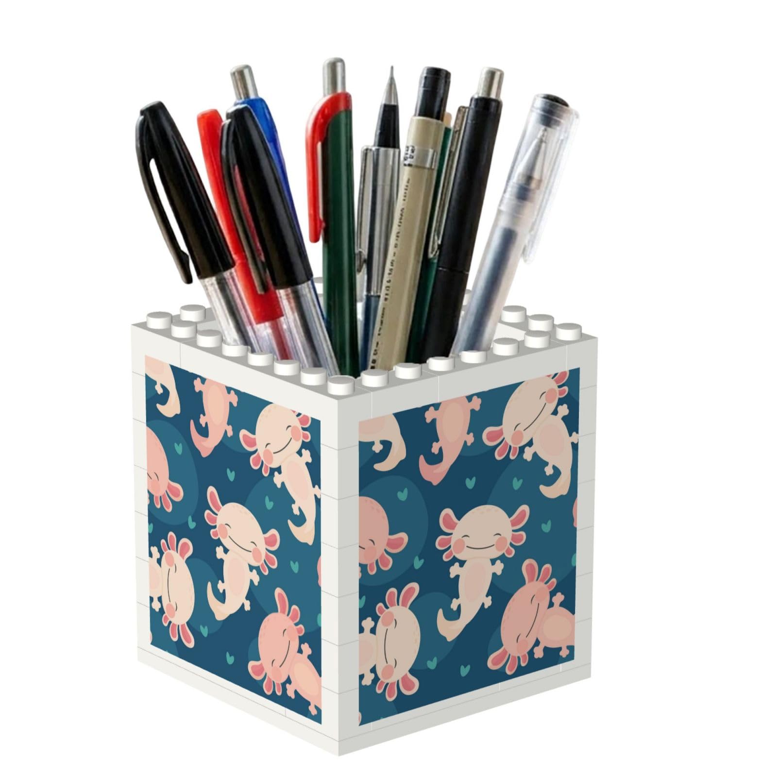 Poadnly Axolotl Kawaii, Pen Pot Pencil Holder for Office Home School, Compact Desk Organiser for Office Stationery