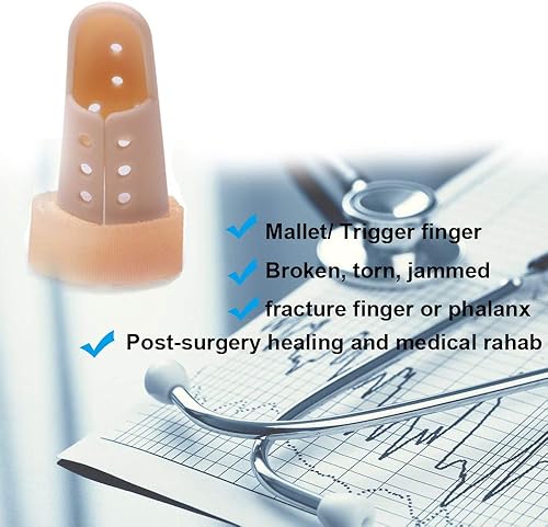 Miniatura 5 de Férulas de plástico para dedos, paquete de 3 tamaños de mazo de soporte de dedo de mazo, soporte de soporte de dedo de gatillo inmovilizador
