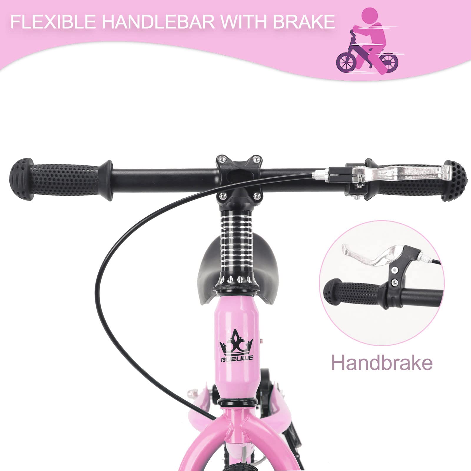 Bici Senza Pedali per Bambini 3-7 Anni, Ruote in Gomma da 16 Pollici, Fino a 45 Kg, con Freno, Cavalletto e Campanello, Regolabili in Altezza, Giochi per Bambina e Bambino