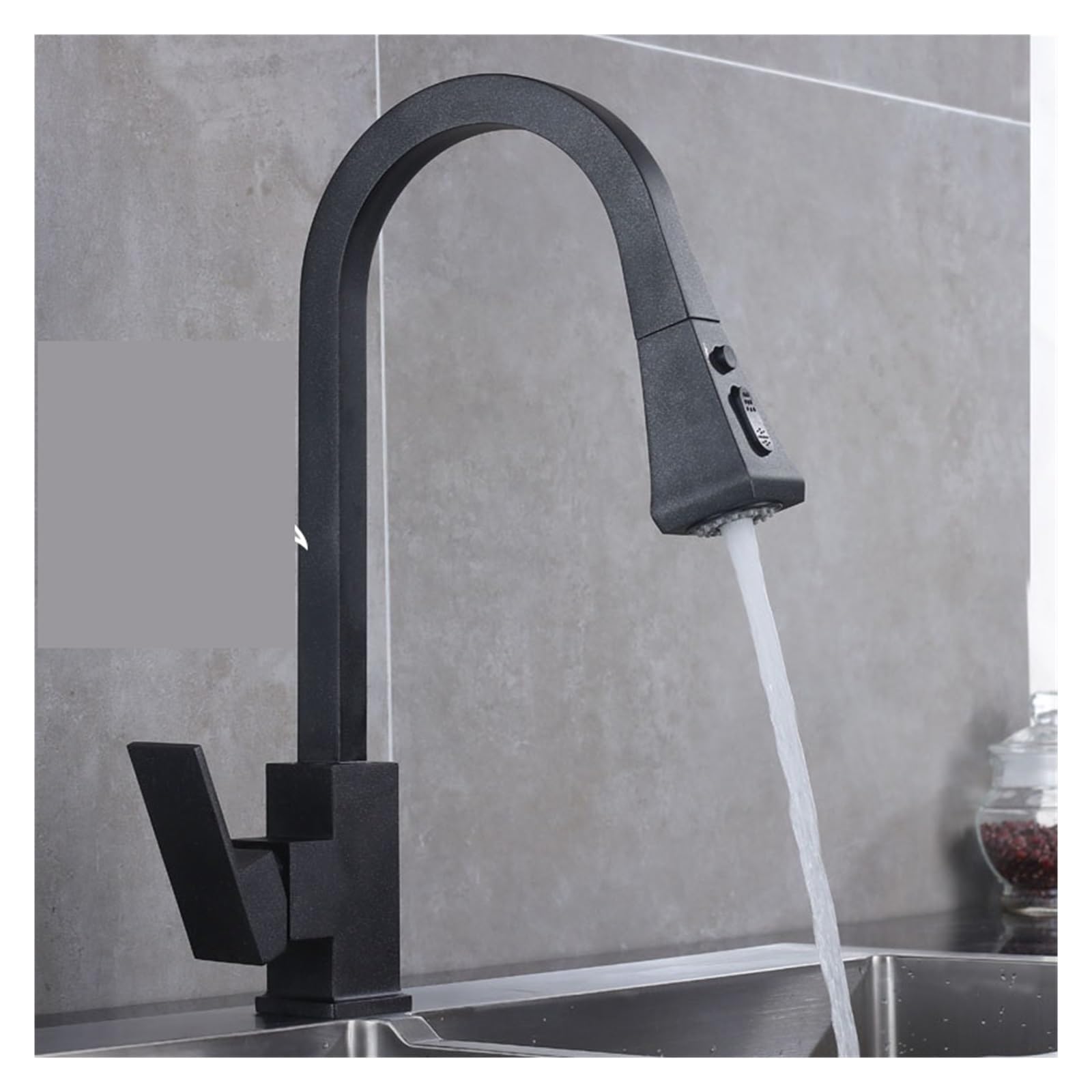 Yjyjy Black Dots Faucet Black Square Pull Out Kitchen Faucet Single Lever Hot Cold 360 Rotation Mixer Tap Basin Water Crane Tap For Kitchen Tap