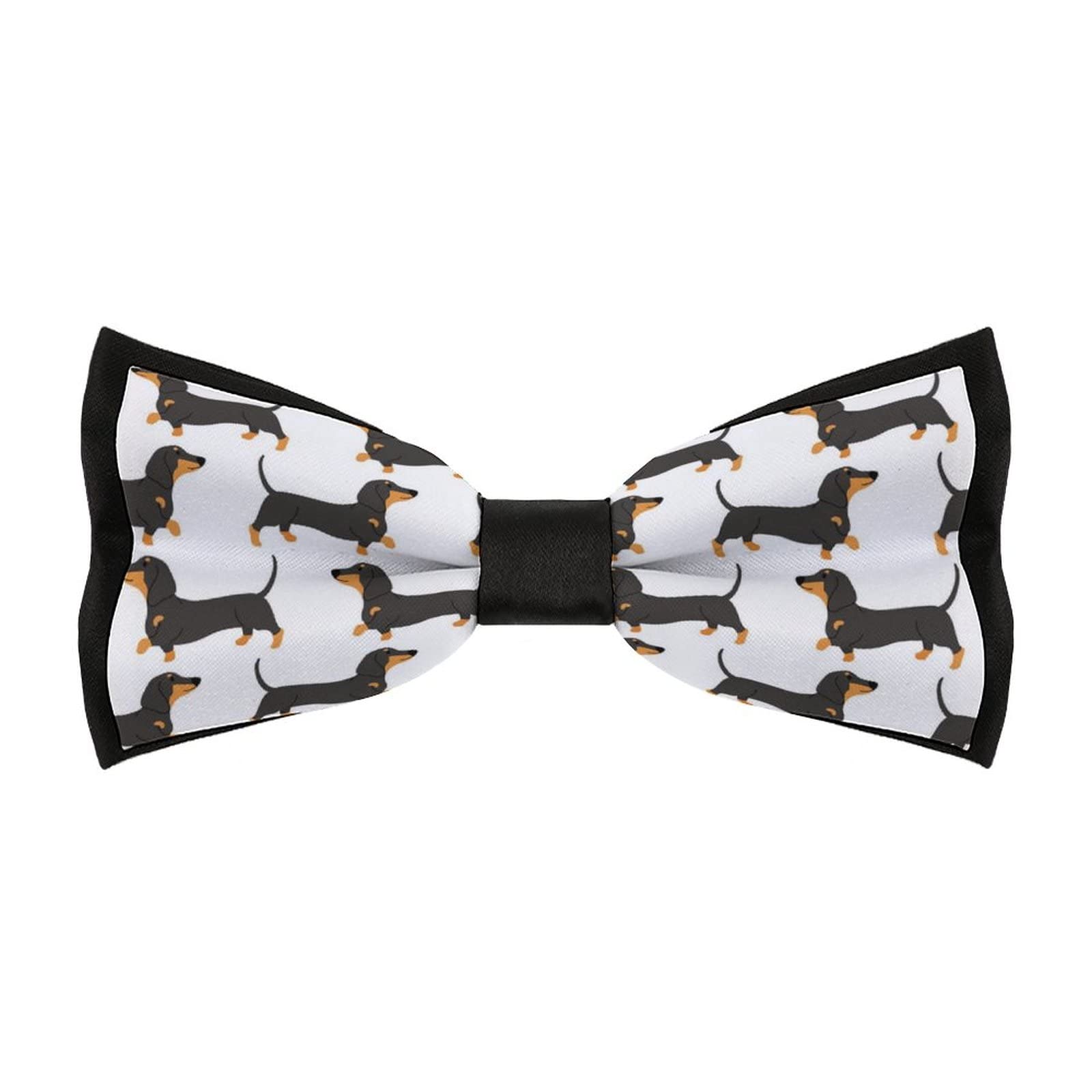 Dachshund in Action Men's Bow Tie Pre-Tied Adjustable Bowtie Necktie Design for Gift