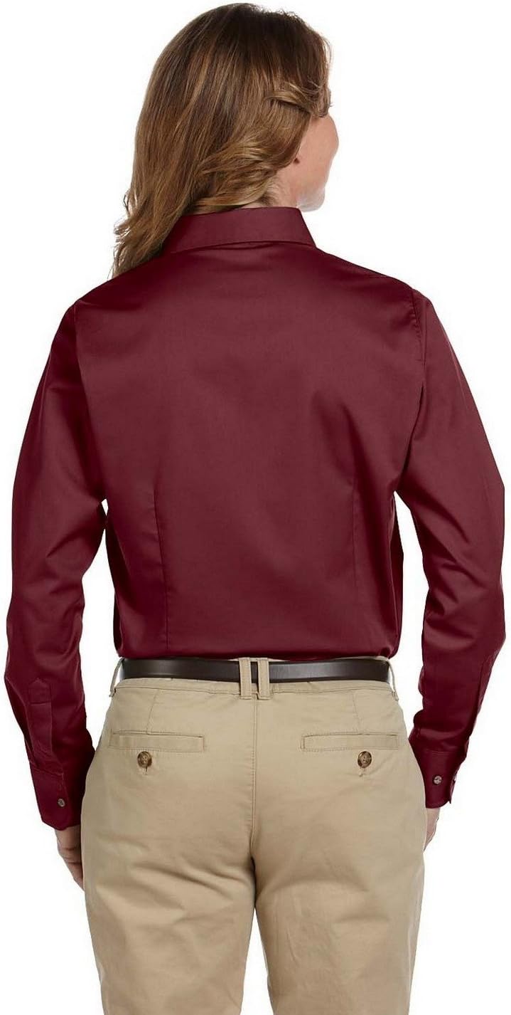Harriton M500W Ladies L-Sleeve Shirt Wine X-Large - Image 4