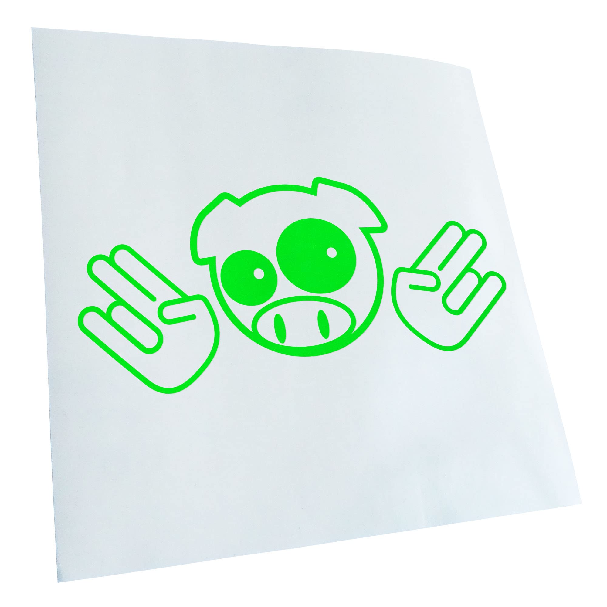 Kiwistar - Car Sticker - Neon Green - 24 x 24 cm JDM Pig Shocker - Rear Window Car Sticker Weatherproof for Car Truck Moped Truck - Sticker Exterior Self-Adhesive Tuning Accessories for Window Vehicle
