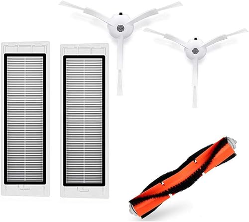 xcivi Kit de piezas de repuesto Filtros HEPA, cepillos laterales y cepillo rodante compatible con Xiaomi MiJia1 1S Roborock Xiaowa S50 S51 S55 S5
