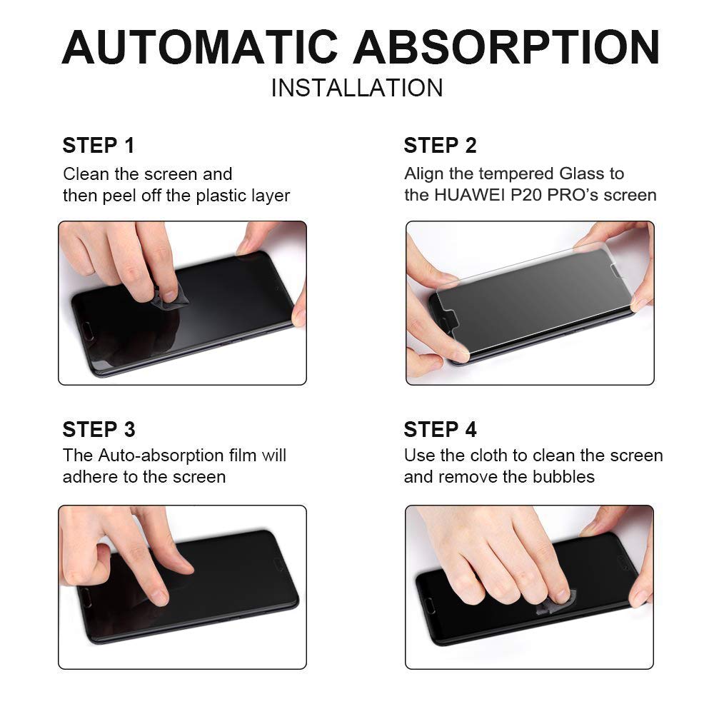 Huawei P Smart P Pellicole Vetro Temperato Per Huawei P Smart - 2 Pezzi, 9H, AntiGraffio, Cornice Nera Protezione Schermo 9H Antiurto - Foto 3